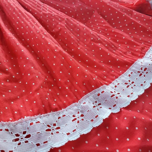 VTG 80s Baby Girl Red Polka Dot Dress Size 18M - Picture 5 of 10